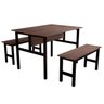 Mesa Refeitório 4 Lugares com 2 Bancos Metal Wood Design - 1