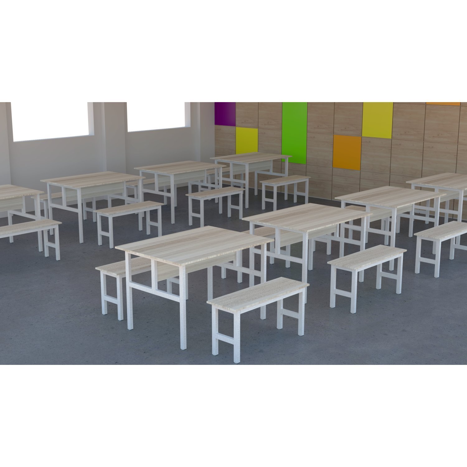 Mesa Refeitório 4 Lugares com 2 Bancos Metal Wood Design - 2