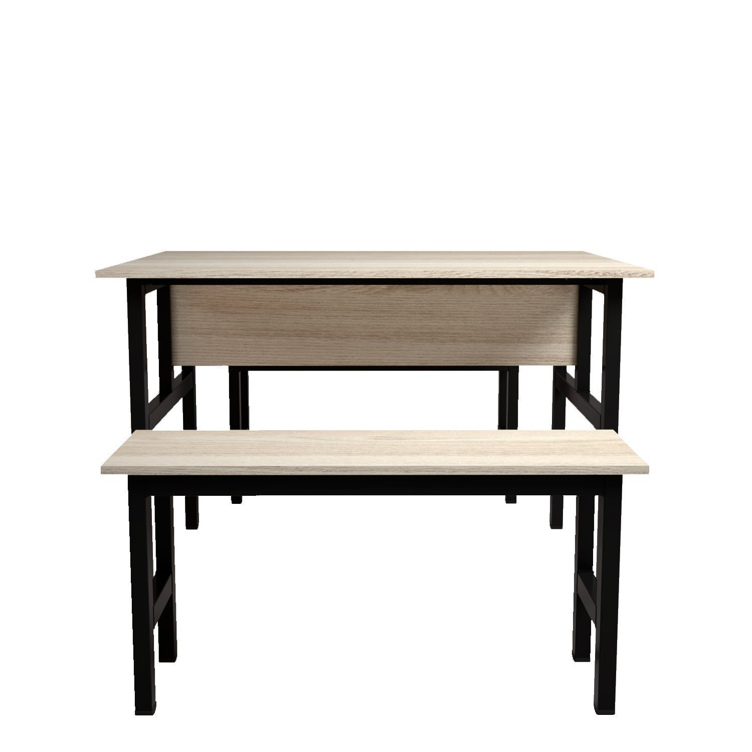 Mesa Refeitório 4 Lugares com 2 Bancos Metal Wood Design - 5