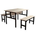 Ver imagem 1 de Mesa Refeitório 4 Lugares com 2 Bancos Metal Wood Design