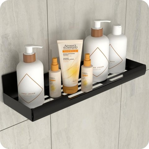 Porta Shampoo Com Adesivo Banheiro Preto ELG