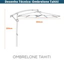 Ver imagem 5 de Ombrelone Lateral Tahiti Bahamas Fratini 300 Cm (largura) sem Base em Alumínio Fendi Capa Polié