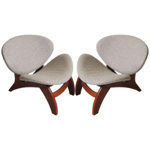 Kit 2 Poltronas Decorativa Estofada Para Sala Pérola 76 Cm Pés Madeira Linho Rústico Cinza L62 - RMI