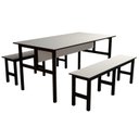 Ver imagem 1 de Mesa Refeitório 6 Lugares com 2 Bancos Metal Wood Design