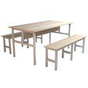 Ver imagem 1 de Mesa Refeitório 6 Lugares com 2 Bancos Metal Wood Design