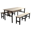 Ver imagem 1 de Mesa Refeitório 6 Lugares com 2 Bancos Metal Wood Design