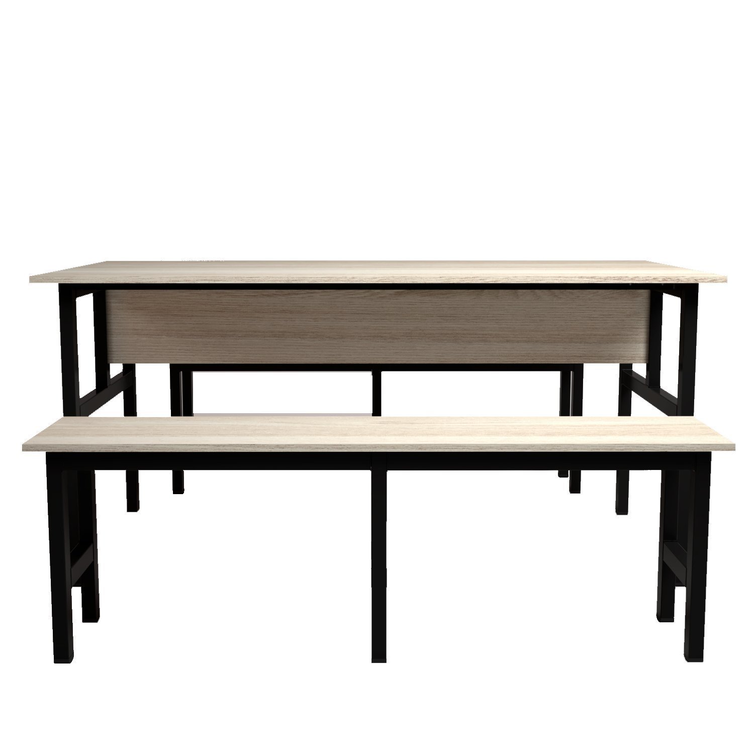 Mesa Refeitório 6 Lugares com 2 Bancos Metal Wood Design - 5