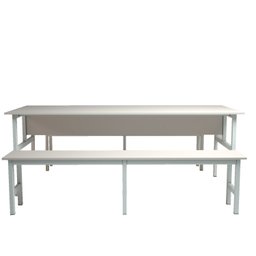 Mesa Refeitório 8 Lugares com 2 Bancos Metal Wood Design - 5