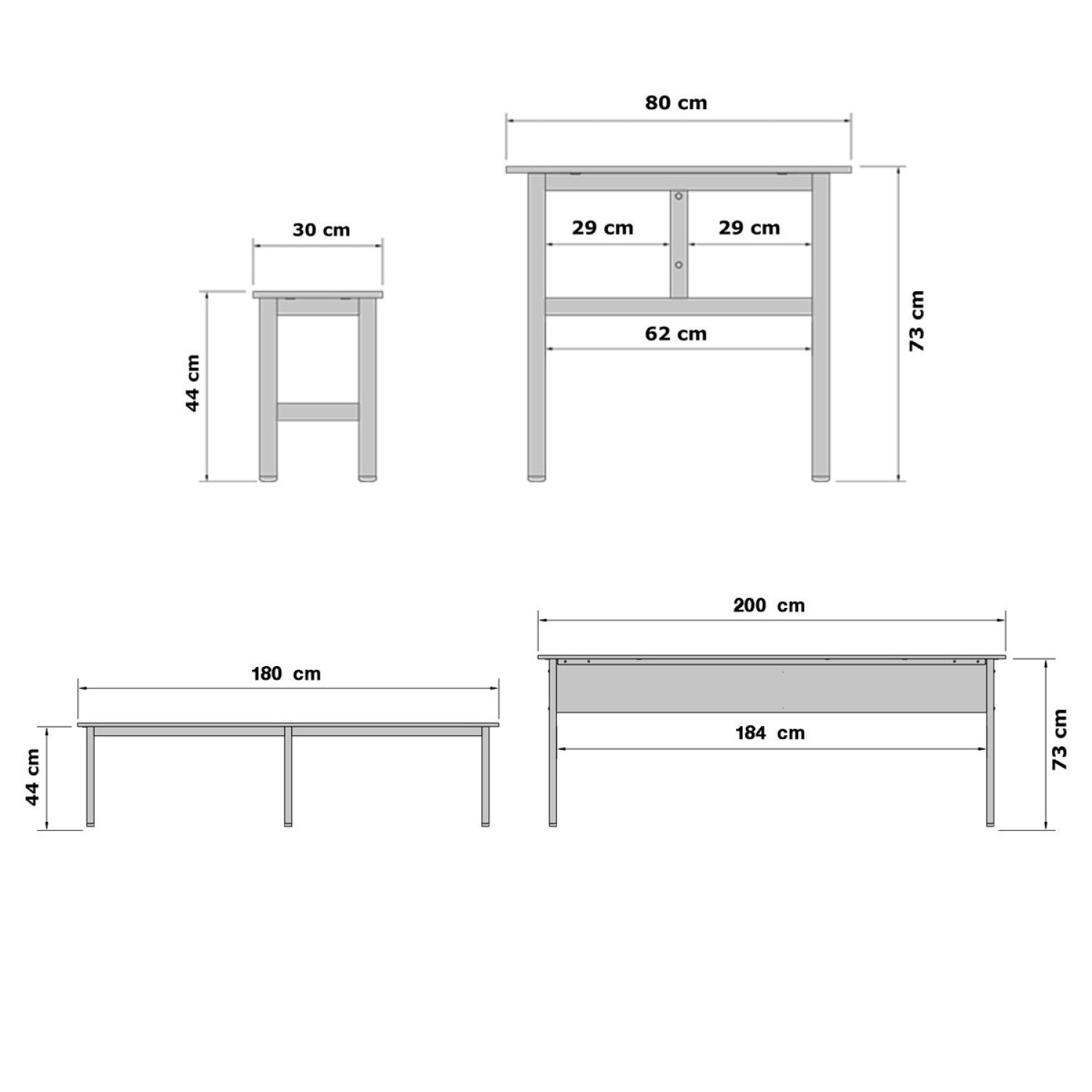Mesa Refeitório 8 Lugares com 2 Bancos Metal Wood Design - 3