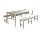 Ver imagem 1 de Mesa Refeitório 8 Lugares com 2 Bancos Metal Wood Design