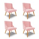Ver imagem 1 de Kit 4 Cadeiras Estofadas para Sala de Jantar Pés Palito Lia Suede Rosa Bebê - Ibiza