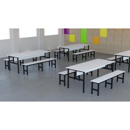 Mesa Refeitório 8 Lugares com 2 Bancos Metal Wood Design - 2