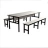 Mesa Refeitório 8 Lugares com 2 Bancos Metal Wood Design - 1