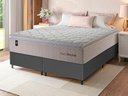 Ver imagem 1 de Conjunto Cama Box Queen c/ Molas Ensacadas Roma Cinza 158x198x71