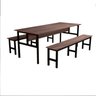 Mesa Refeitório 8 Lugares com 2 Bancos Metal Wood Design - 1