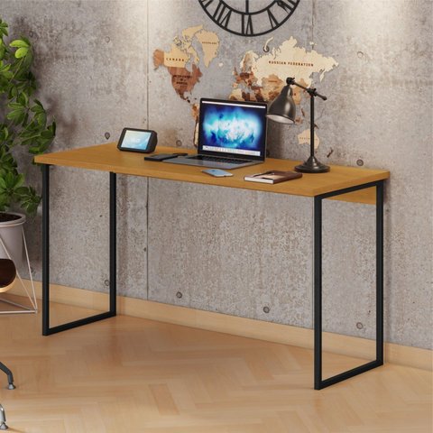 Escrivaninha Mesa Escritório Mega 136,5cm Industrial Cinamomo Marrom