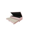 Ver imagem 1 de Cama Box Baú Solteiro com Auxiliar Conjugada |  (188x88x42) - Corino Rosa