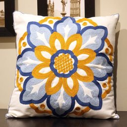 Capa de Almofada em Linho Bordada Luxo Decorativa 43x43 Cm Estampa a - 3