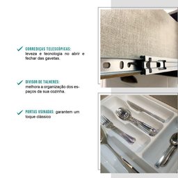 Balcão Milla Mdf 2 Portas 3 Gavetas Branco 120cm Carraro - 9