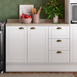 Balcão Milla Mdf 2 Portas 3 Gavetas Branco 120cm Carraro - 8