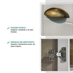 Balcão Milla Mdf 2 Portas 3 Gavetas Branco 120cm Carraro - 6