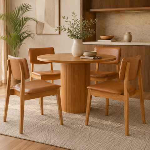 Kit 4 Cadeira de Jantar Madeira Maciça Manuela Estofada Premium Ergonomica Confortável Di Franco