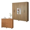 Ver imagem 1 de Cômoda Flora e Guarda Roupa Casal Prático Amêndola Touch com Espelho - Demóbile