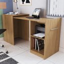 Ver imagem 1 de Escrivaninha Mesa Escritório Retrátil Smart 100% MDF 145cm Naturalle Marrom/Marromle