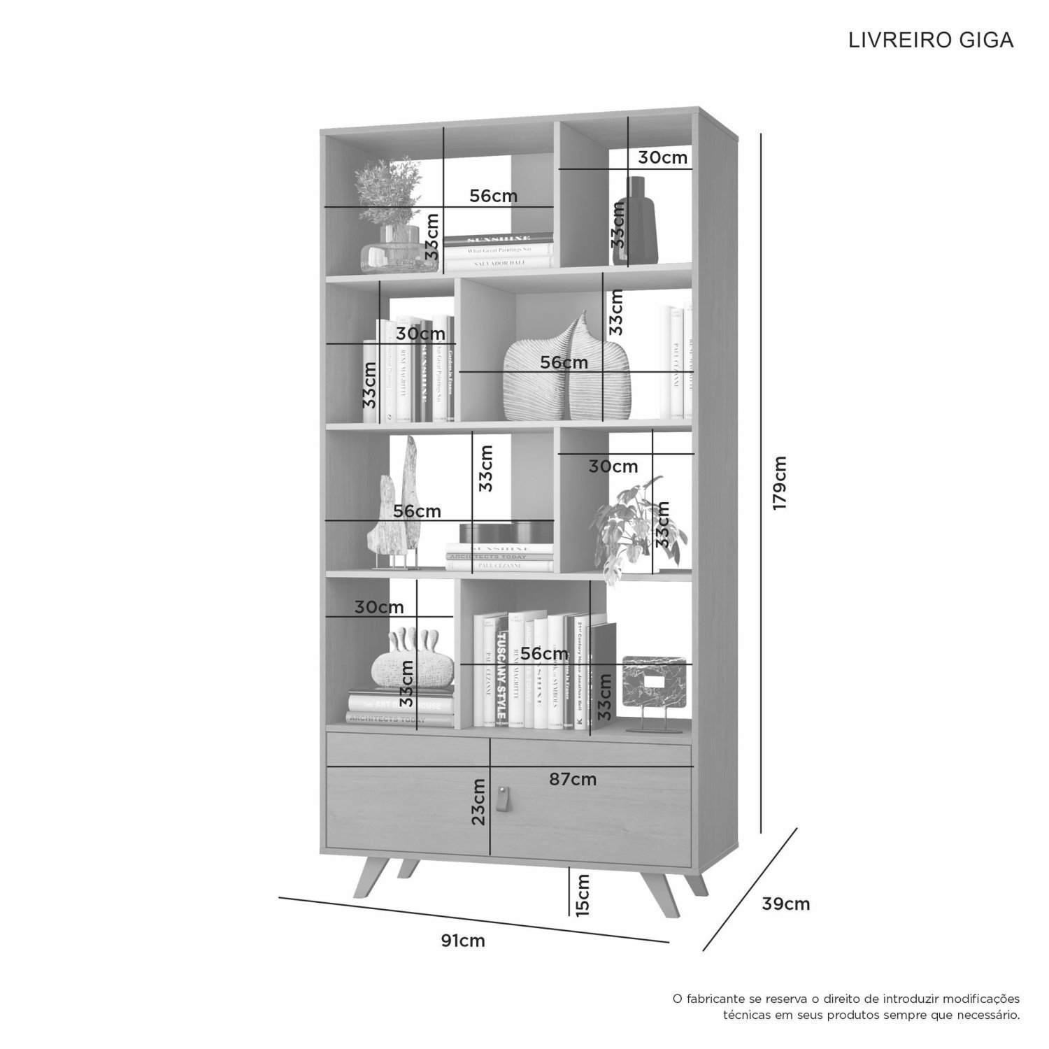 Livreiro Office 1 Gaveta Giga  - 3