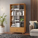 Ver imagem 1 de Estante de Livros 91CMX179CM Armário Multiuso 1 Gaveta Giga Office Amarelo/Cinamomo/Off White