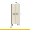 Ver imagem 3 de Armário Paneleiro 4 Portas Cozinha Madri 60 X 186 Cm Mdp Cinza Champanhe - Clicklar