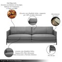 Ver imagem 3 de Sofá Decorativo Karine 4 Lugares Sala de Estar 270cm Pés em Aço Couro Grafite G88 - Gran Belo