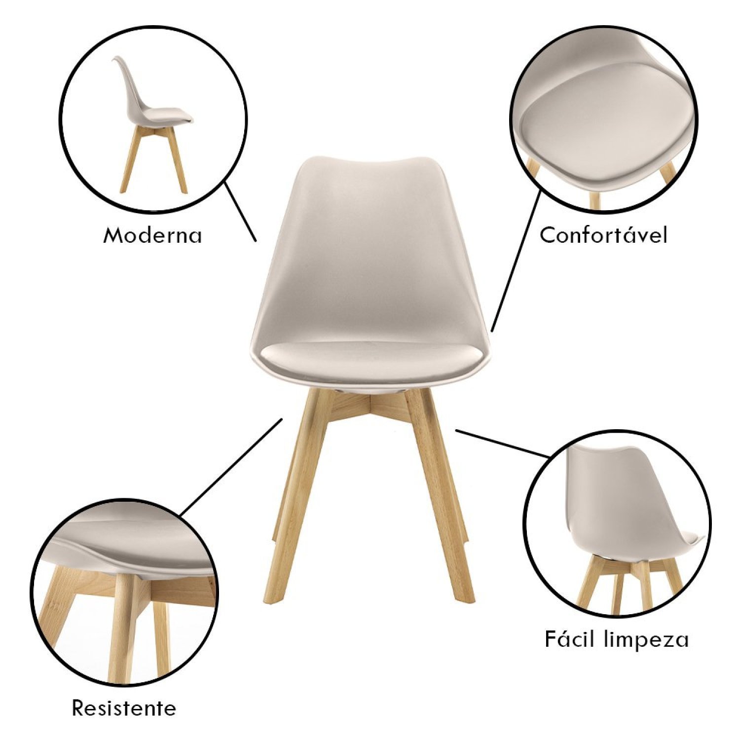 Kit 6 Cadeiras Estofadas Saarinen Oficial Webshop - 2