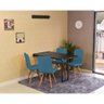 Conjunto de Mesa Dobrável Retrátil 120 x 75 Preta + 4 Cadeiras Gomos - Turquesa - 1