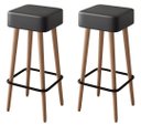 Ver imagem 1 de Kit 2 Banquetas Banco Alta Luxo para Area Gourmet Cozinha Bar Balcao Bistro Courino Preto Eli Móveis