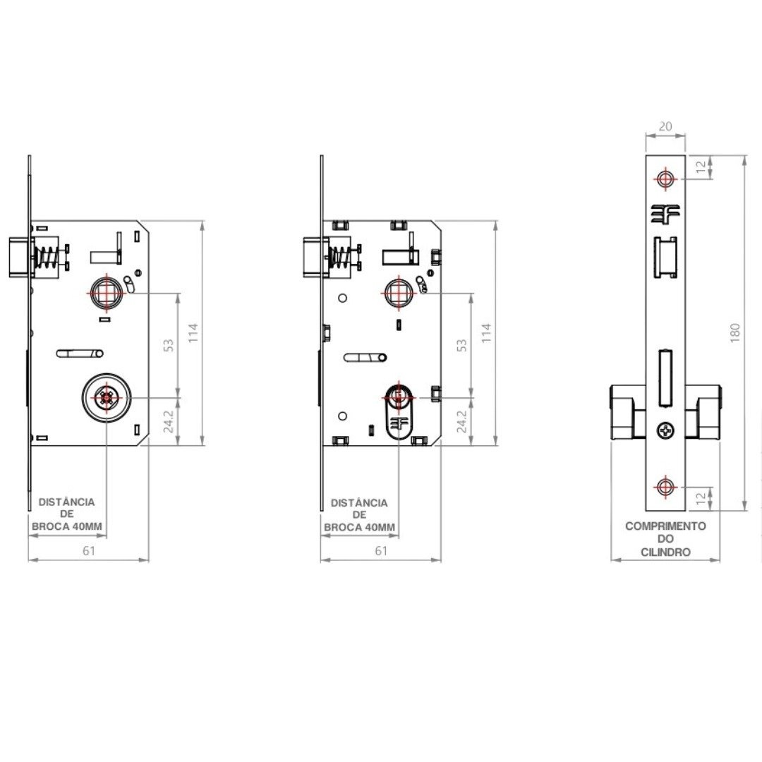 Fechadura Interna 740 Roseta Quadrada - Rosé 3f - 3