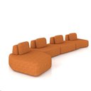 Ver imagem 2 de Sofá 4 Lugares Orgânico com Chaise e 3 Módulos Berlim bouclê Cr K01 - D'Rossi Caramelo