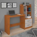 Ver imagem 2 de Escrivaninha Mesa Escritório com Estante 2 Gavetas 4 Nichos Alana