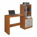 Ver imagem 3 de Escrivaninha Mesa Escritório com Estante Alana 2 Gavetas 4 Nichos 141cm Cinamomo e Off Marrom