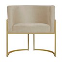 Ver imagem 2 de Poltrona Decorativa Sala de Estar Luana Base Gold Suede Bege - Montanaris Decor Md Montanaris Decor