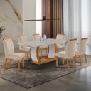 Ver imagem 1 de Conjunto de Mesa de Jantar Kate 180 Tp MDF Canto Copo 6 Cadeiras Irlanda