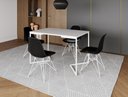 Ver imagem 1 de Mesa Industrial Base Ferro Branco em V Tampo 137x90 Branco 4 Cadeiras Eames Assento Preto Ferro Br