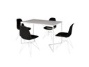 Ver imagem 2 de Mesa Industrial Base Ferro Branco em V Tampo 137x90 Branco 4 Cadeiras Eames Assento Preto Ferro Br