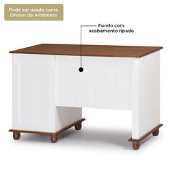 Escrivaninha 3 Gavetas Suporte para Teclado 50605 Linz Moveis - Laca Branca/imbuia Glazer - 4