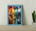 Ver imagem 1 de Quadro Decorativo 4 Torres Hogwarts + Vidro 33x25 Escritório:azul