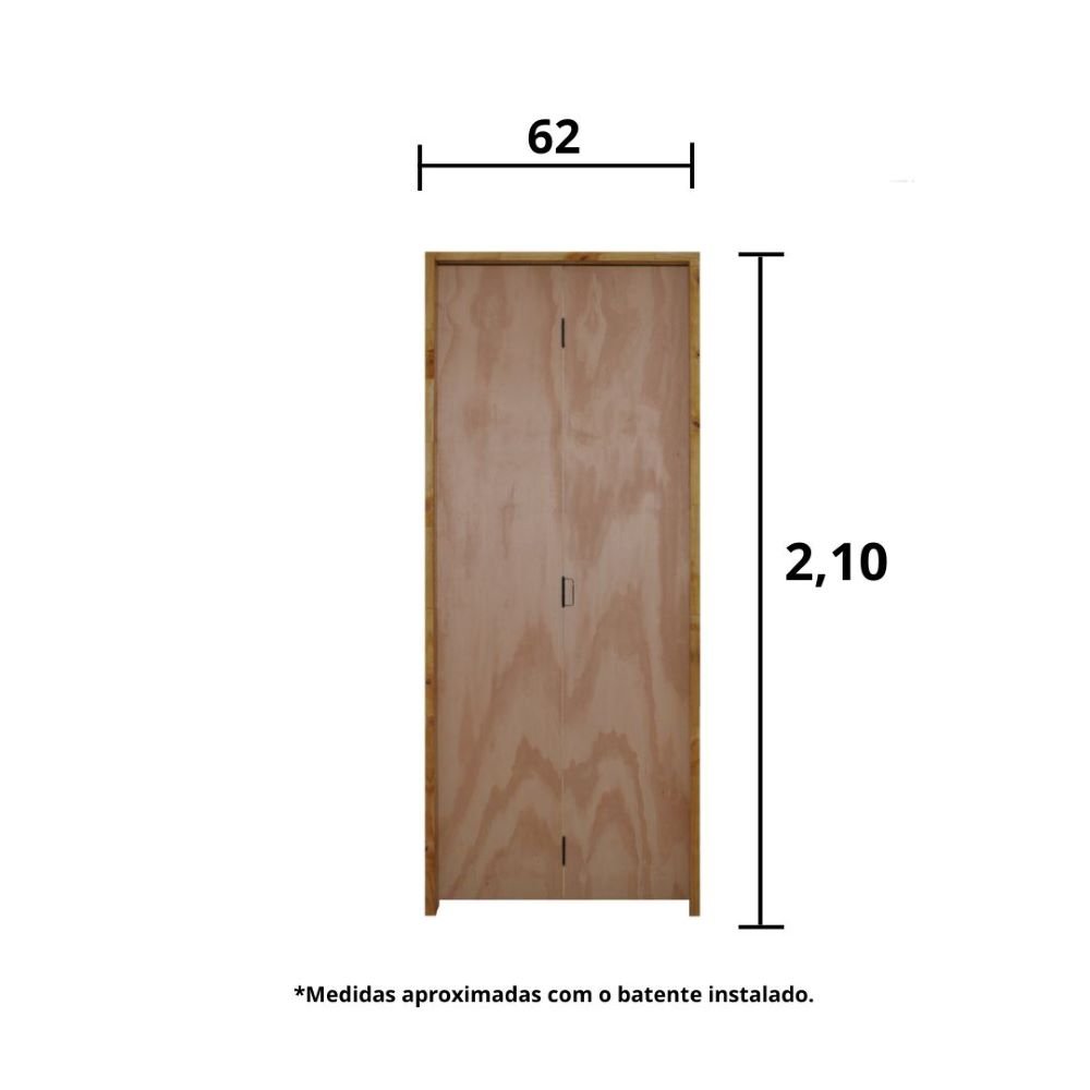 Kit Porta de Madeira Camarão 210x62cm Batente 14cm Rodam  - 3