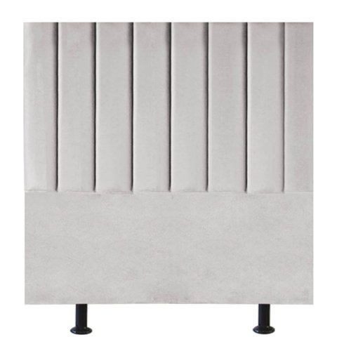 Cabeceira Estofada Cama Box Solteiro 90 Cm Mavie Suede Cinza Claro