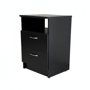 Mesa de Cabeceira 2 Gavetas com Compartimento Secreto, Gaveta Secreta - Preto