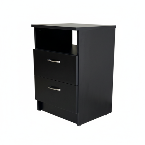 Mesa de Cabeceira 2 Gavetas com Compartimento Secreto, Gaveta Secreta - Preto