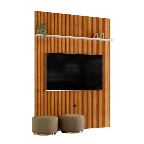 Painel Piso Teto para TV até 65 Polegadas 179cm Interlagos MDP Cinamomo/Off White Sala